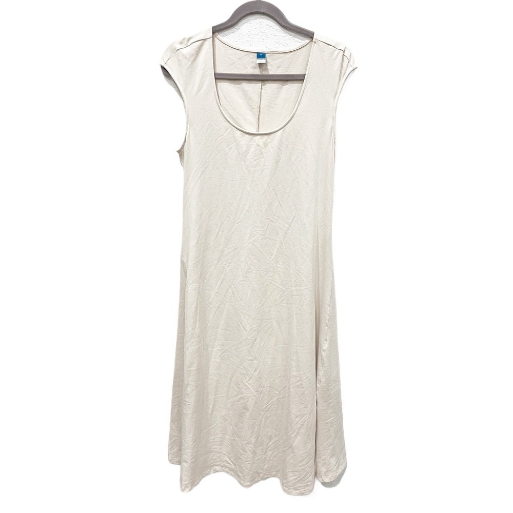 Old Navy Cream Scoop Neck Midi Dress Size Medium NWT Minimalist‎ Quiet Luxury